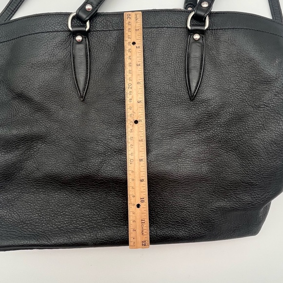 SOLD Pulicati Black Leather Bag pony hair cow print, tassel - Picture 3 of 10